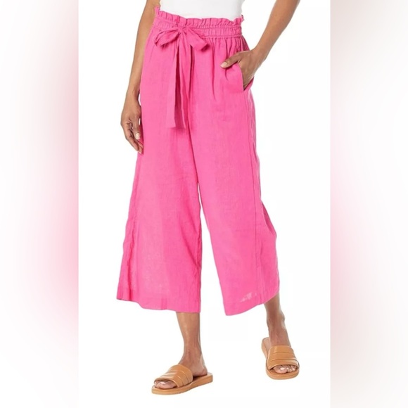 NWT Michael Kors Wide Leg Front Tie Pants Hot Pink Size XL - Picture 3 of 11